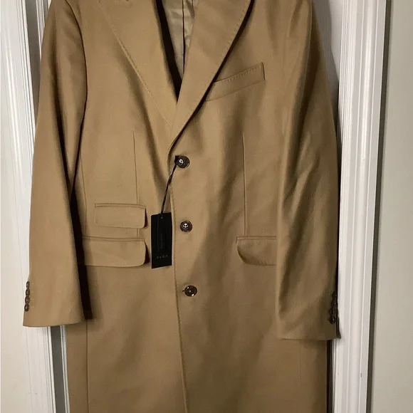 Zara Tan Wool Coat NWOT - Picture 2 of 15